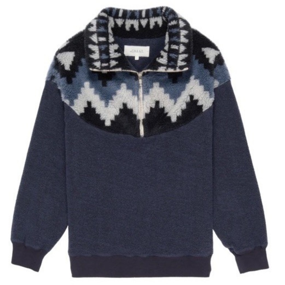 The Great The Fleece Half Zip Pullover Navy Canyon Geo Size 2